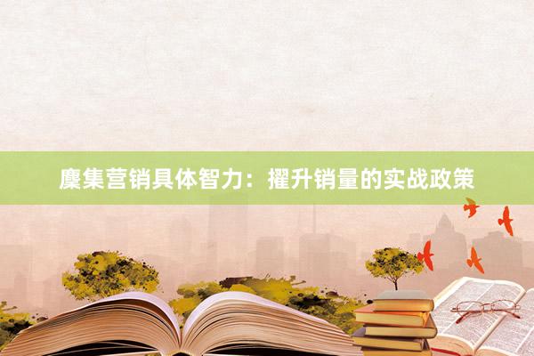 麇集营销具体智力：擢升销量的实战政策